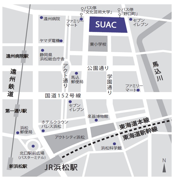 静岡文化芸術大学までの地図